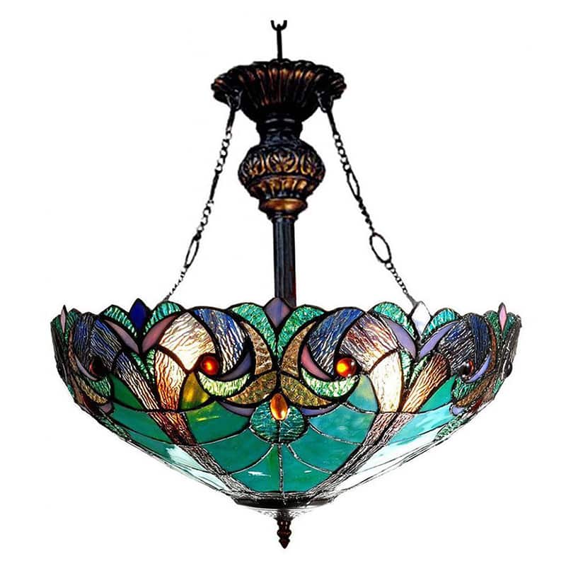 Chloe Tiffany-style Victorian Design 2-light Inverted Pendant