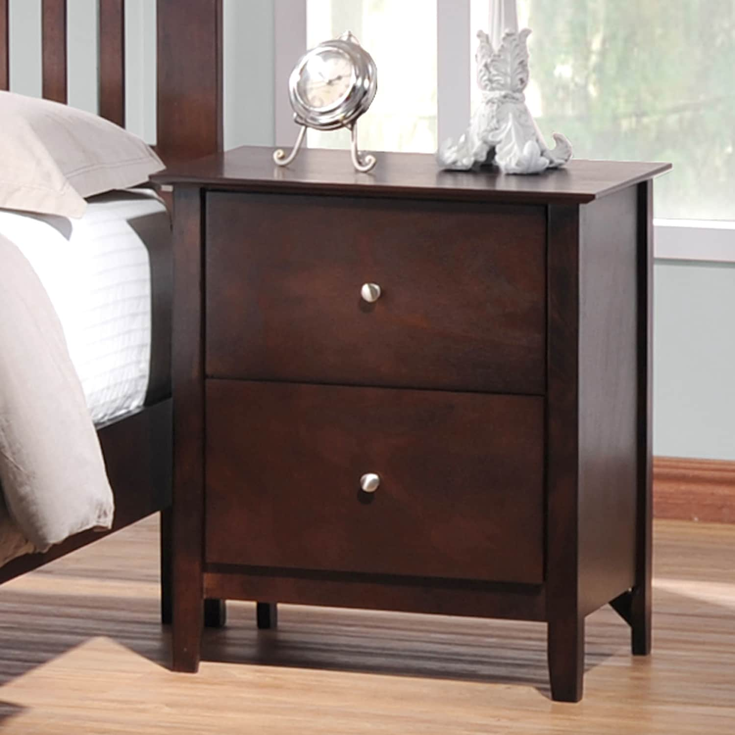 Baxton Studio Metropolitan Wooden Modern Night Stand Brown Size 2 drawer