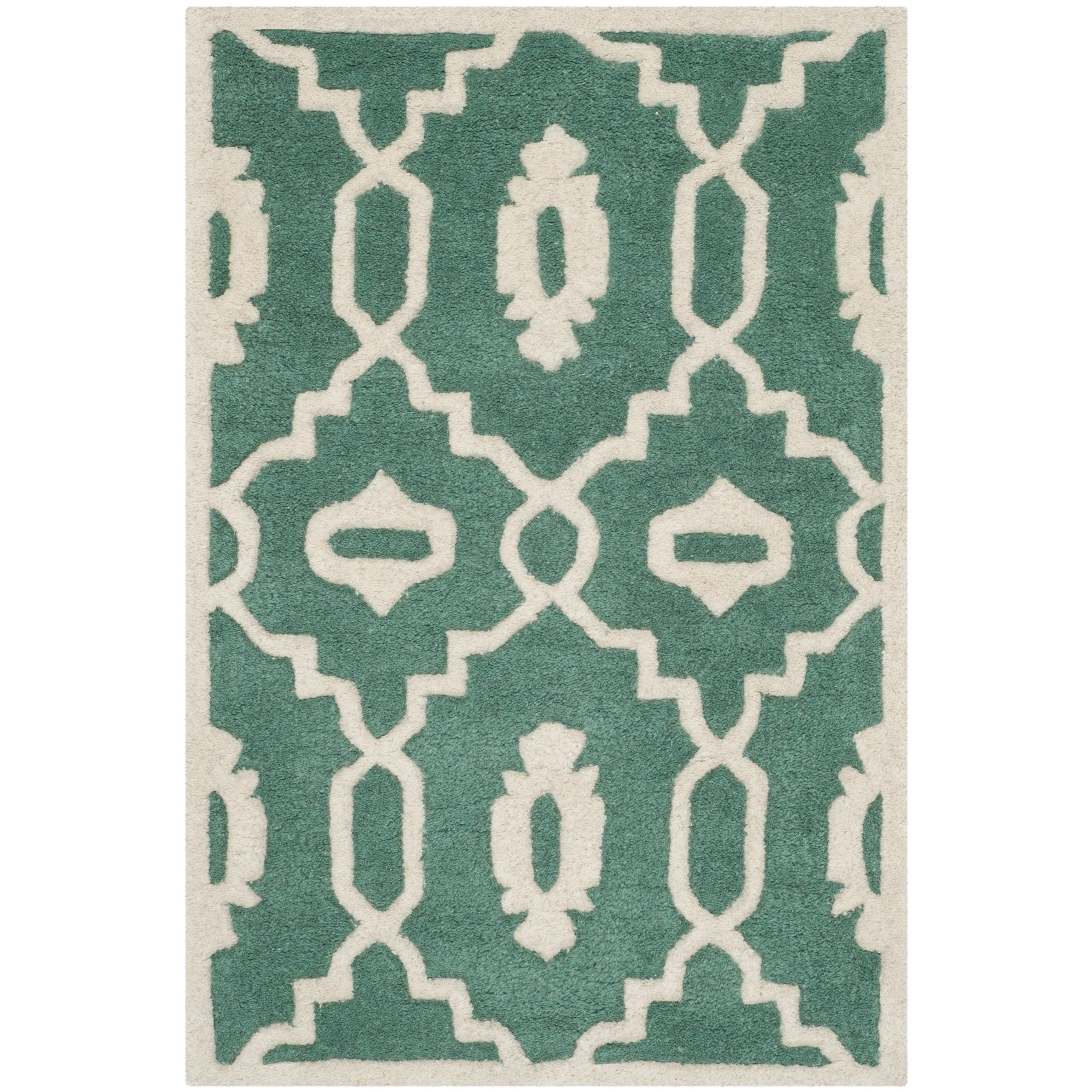 Safavieh Handmade Moroccan Chatham Teal/ Ivory Wool Rug (2 X 3)