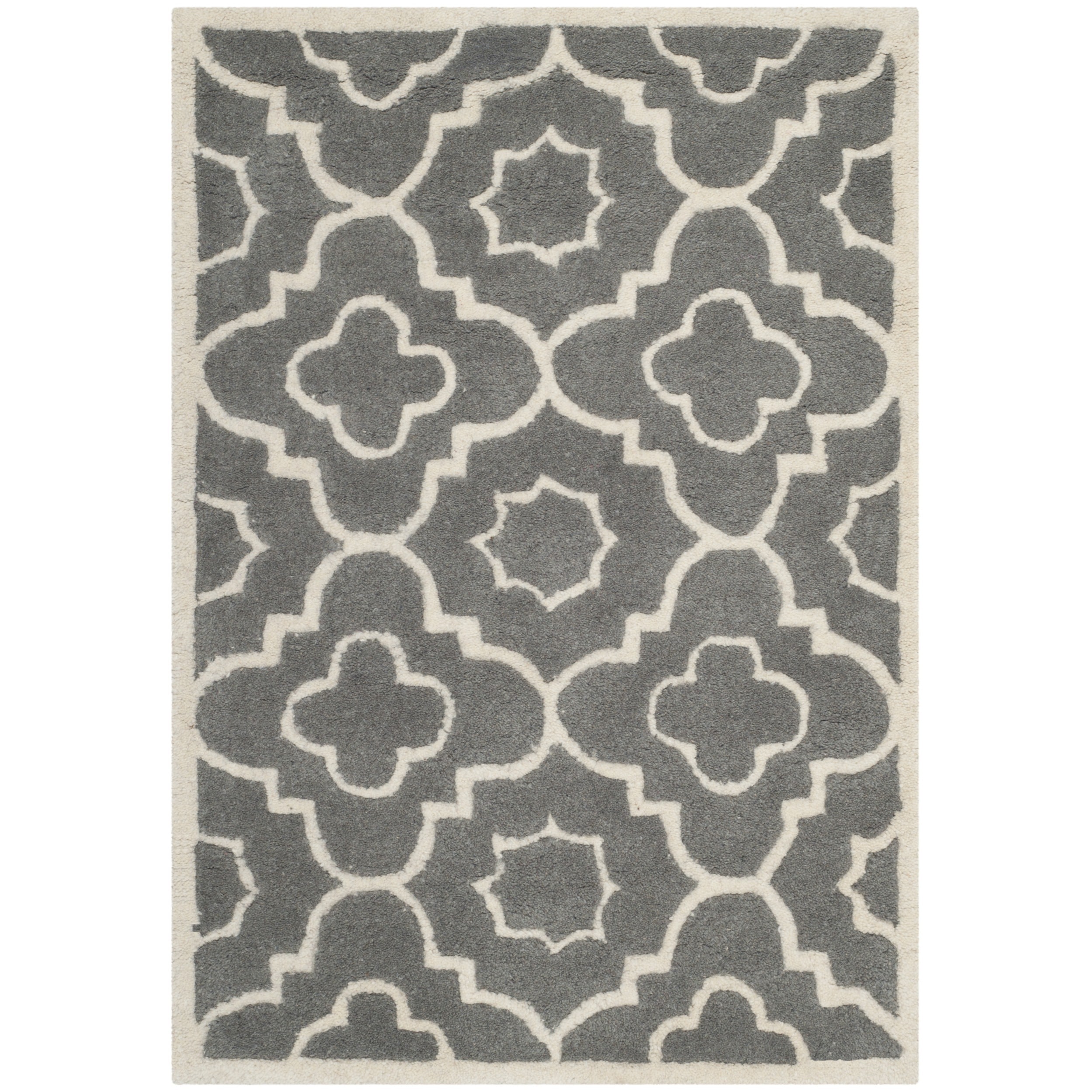 Safavieh Handmade Moroccan Chatham Dark Grey/ Ivory Wool Rug (2 X 3)