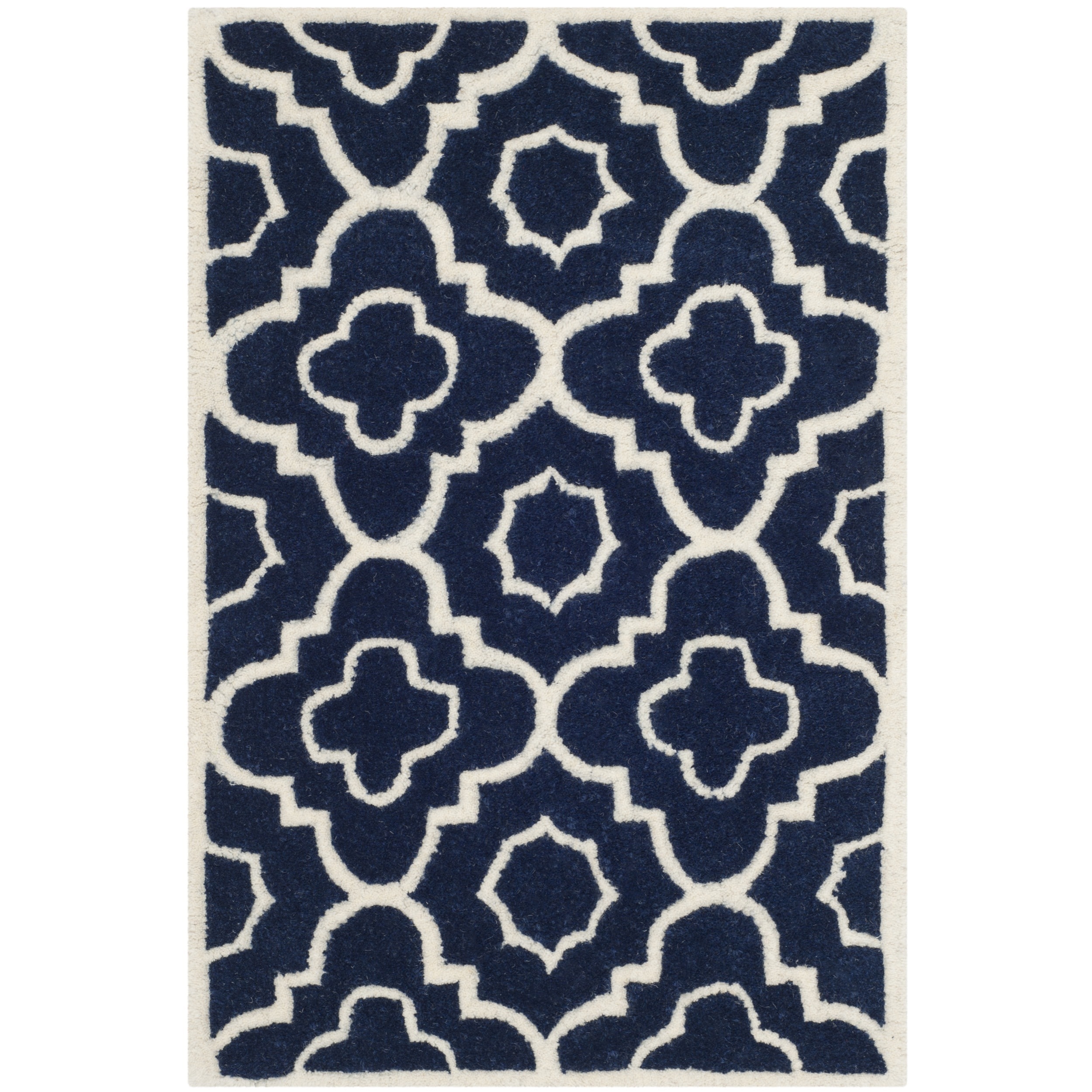 Safavieh Handmade Moroccan Chatham Rectangular Dark Blue/ Ivory Wool Rug (2 X 3)