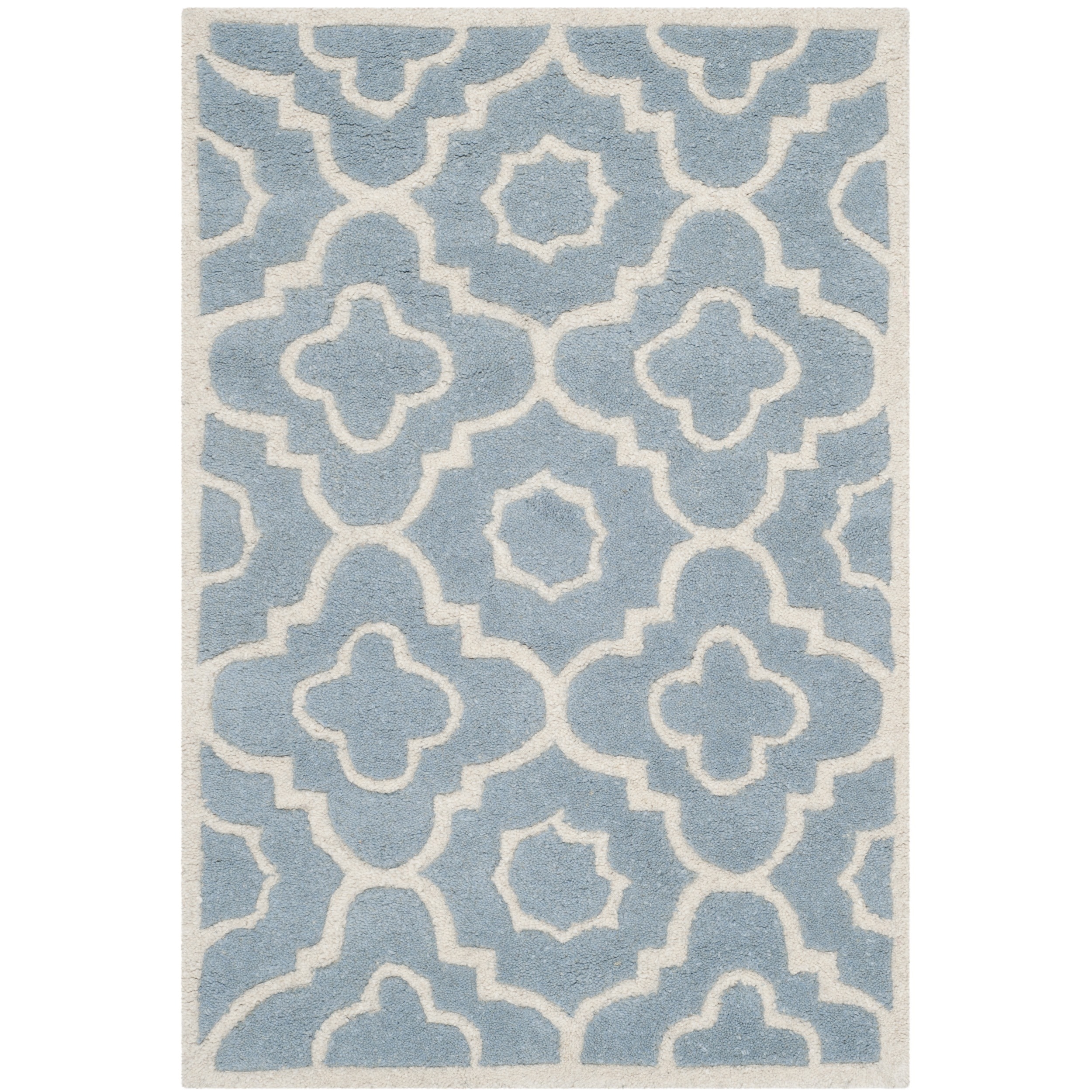 Safavieh Handmade Moroccan Chatham Blue/ Ivory Wool Rug (2 X 3)