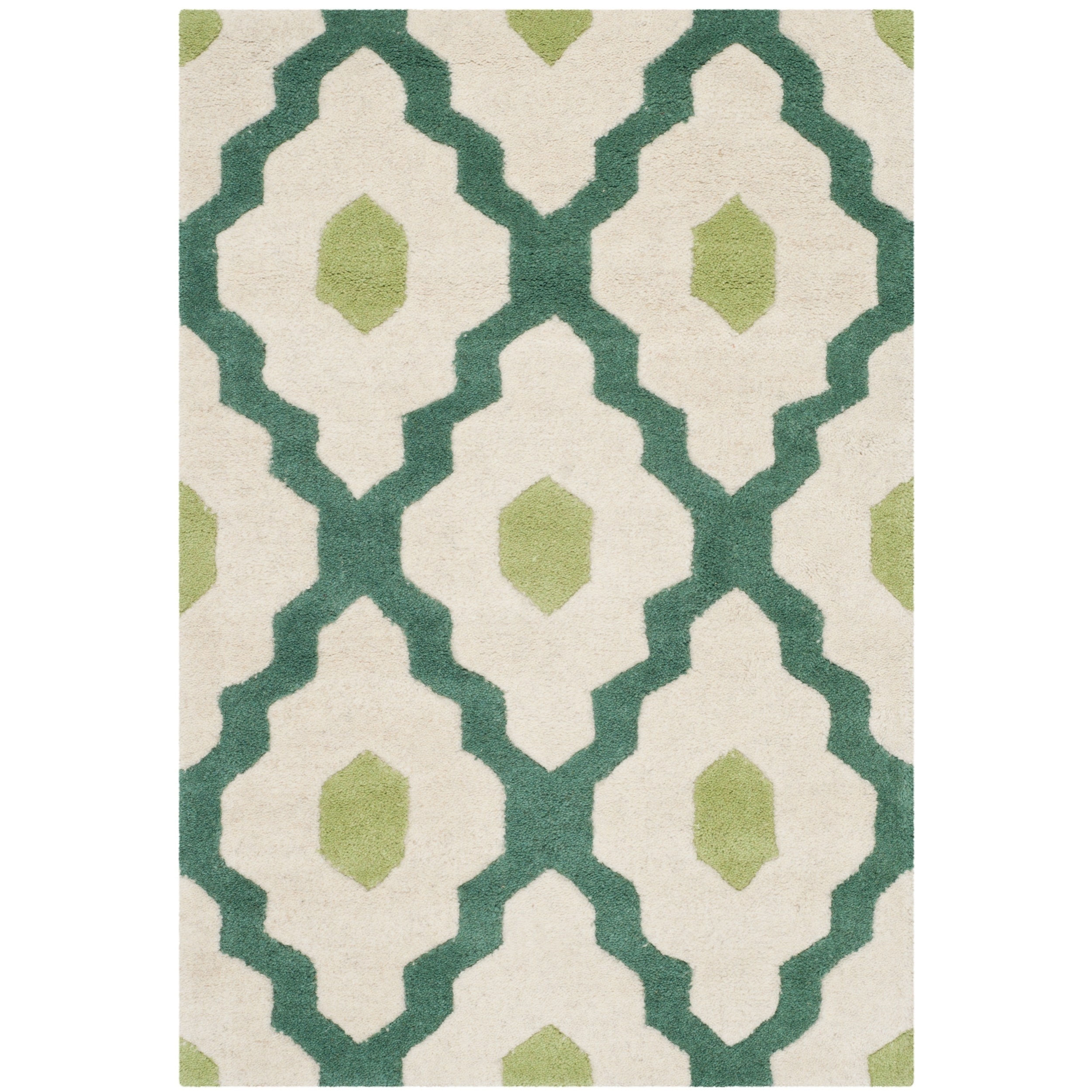 Safavieh Handmade Moroccan Chatham Ivory/ Teal Wool Rug (2 X 3)