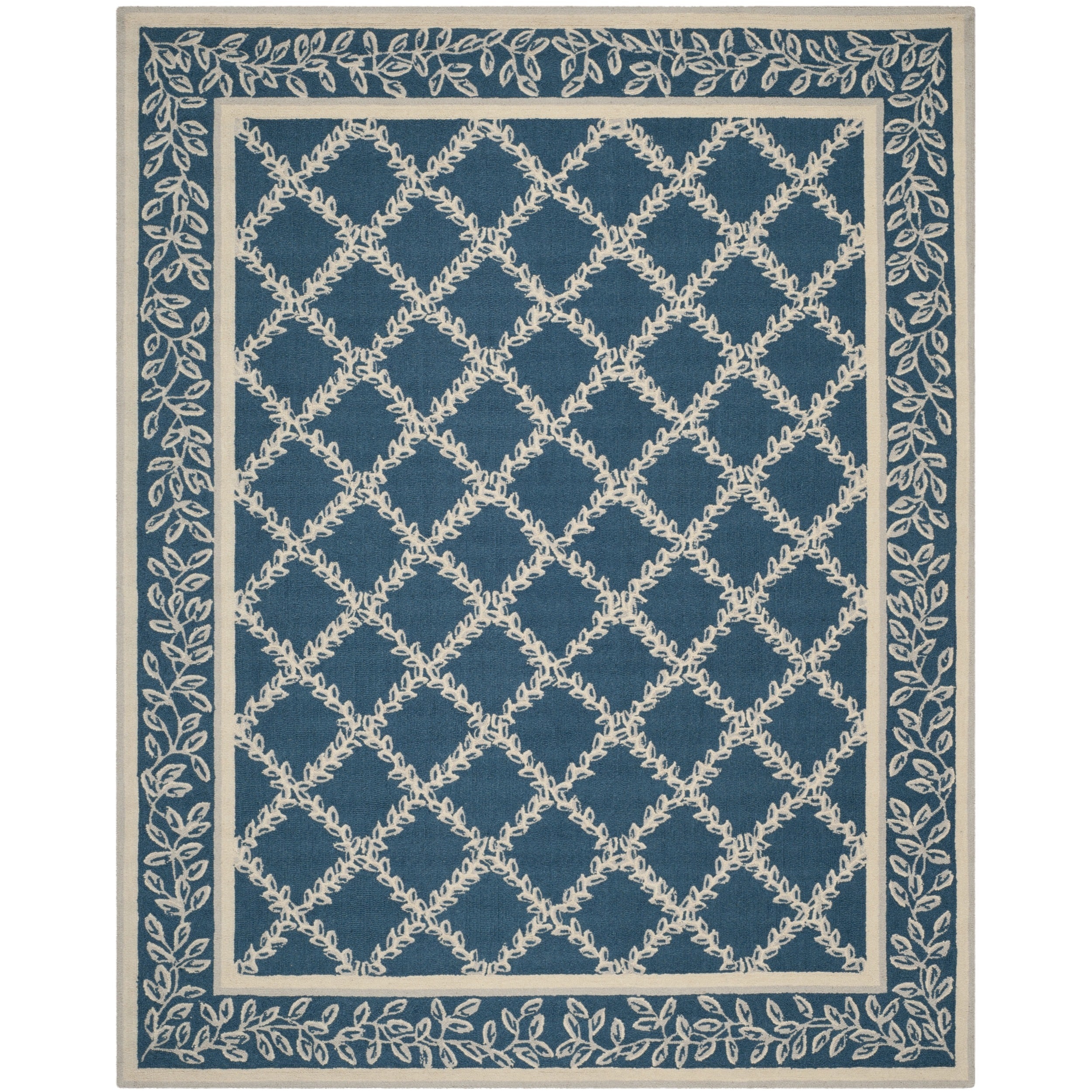 Safavieh Hand hooked Chelsea Navy/ Cream Wool Rug (6 X 9)