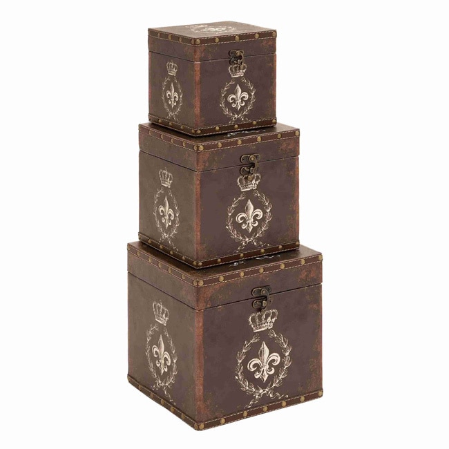 Fleur De Lis Pattern Boxes (set Of 3)