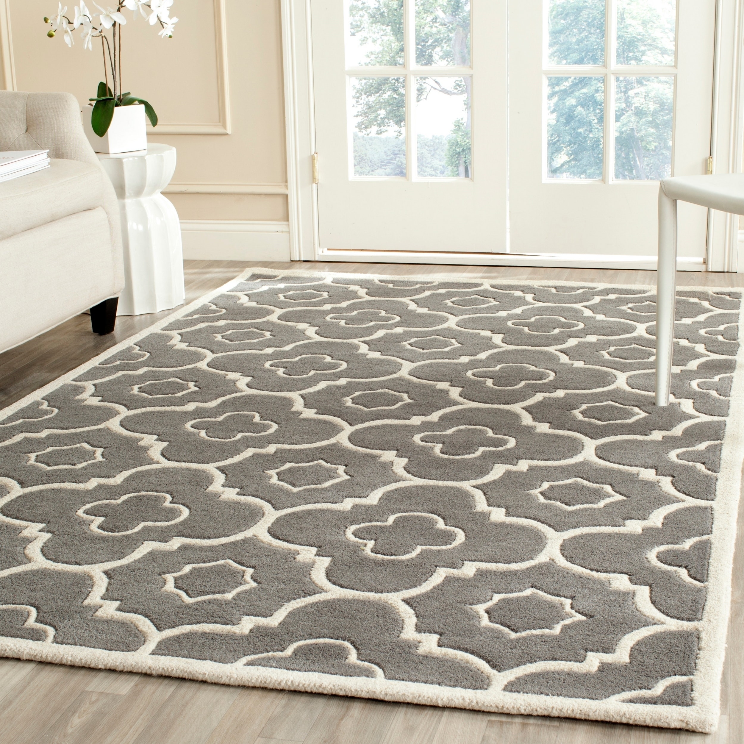 Safavieh Handmade Moroccan Chatham Trellis pattern Dark Gray/ Ivory Wool Rug (8 X 10)