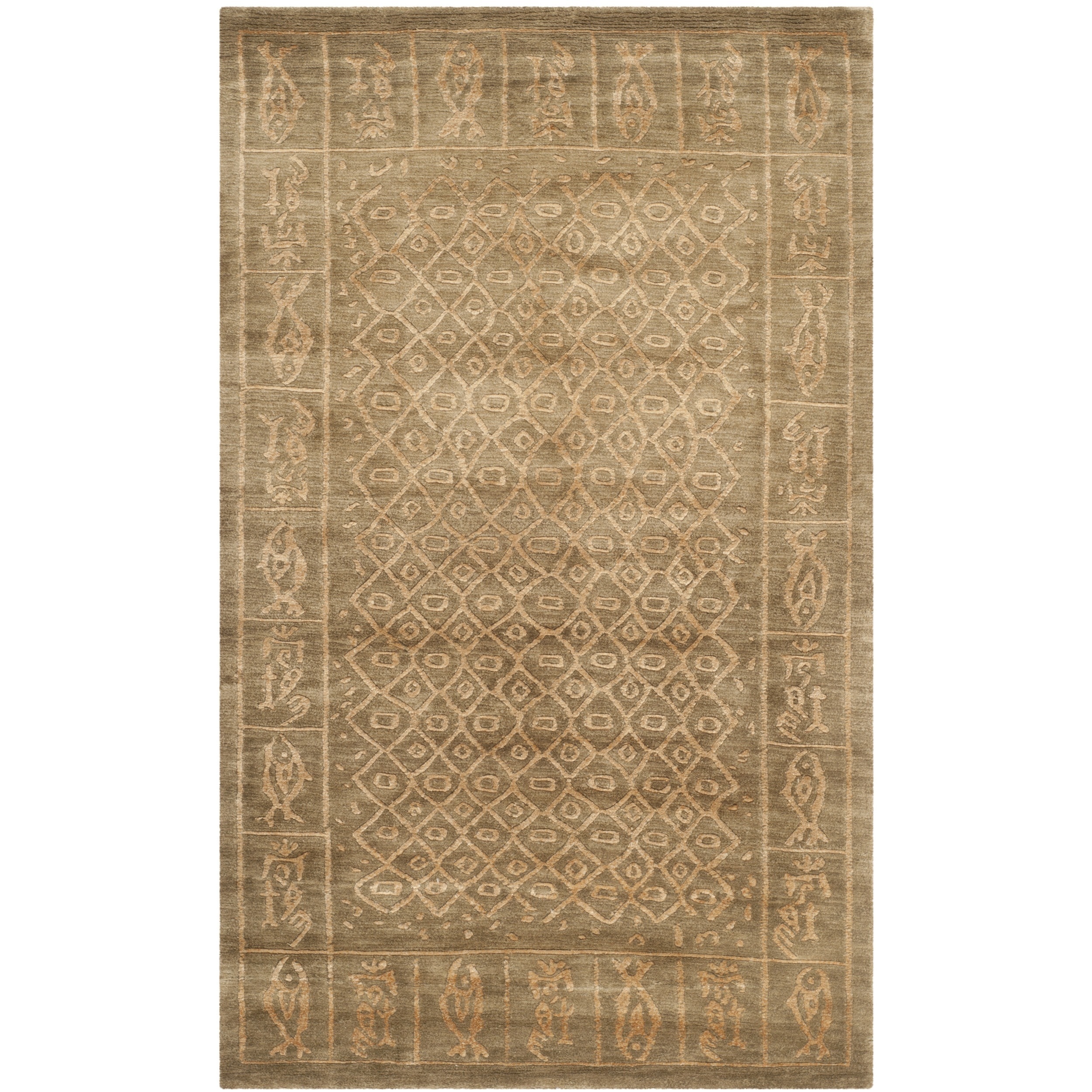 Safavieh Hand knotted Tibetan Green Wool/ Silk Area Rug (3 X 5)