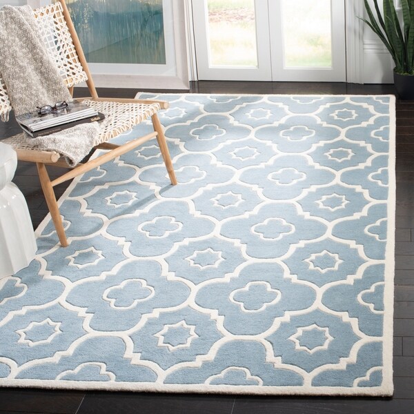 Safavieh Handmade Moroccan Chatham Blue/ Ivory Wool Area Rug - 8' x 10'