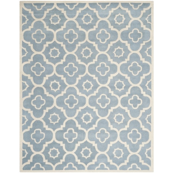 Safavieh Handmade Moroccan Chatham Blue/ Ivory Wool Area Rug - 8' x 10'
