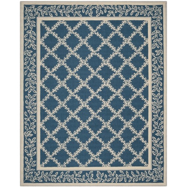 Safavieh Hand hooked Chelsea Navy/ Cream Wool Rug (89 x 119)