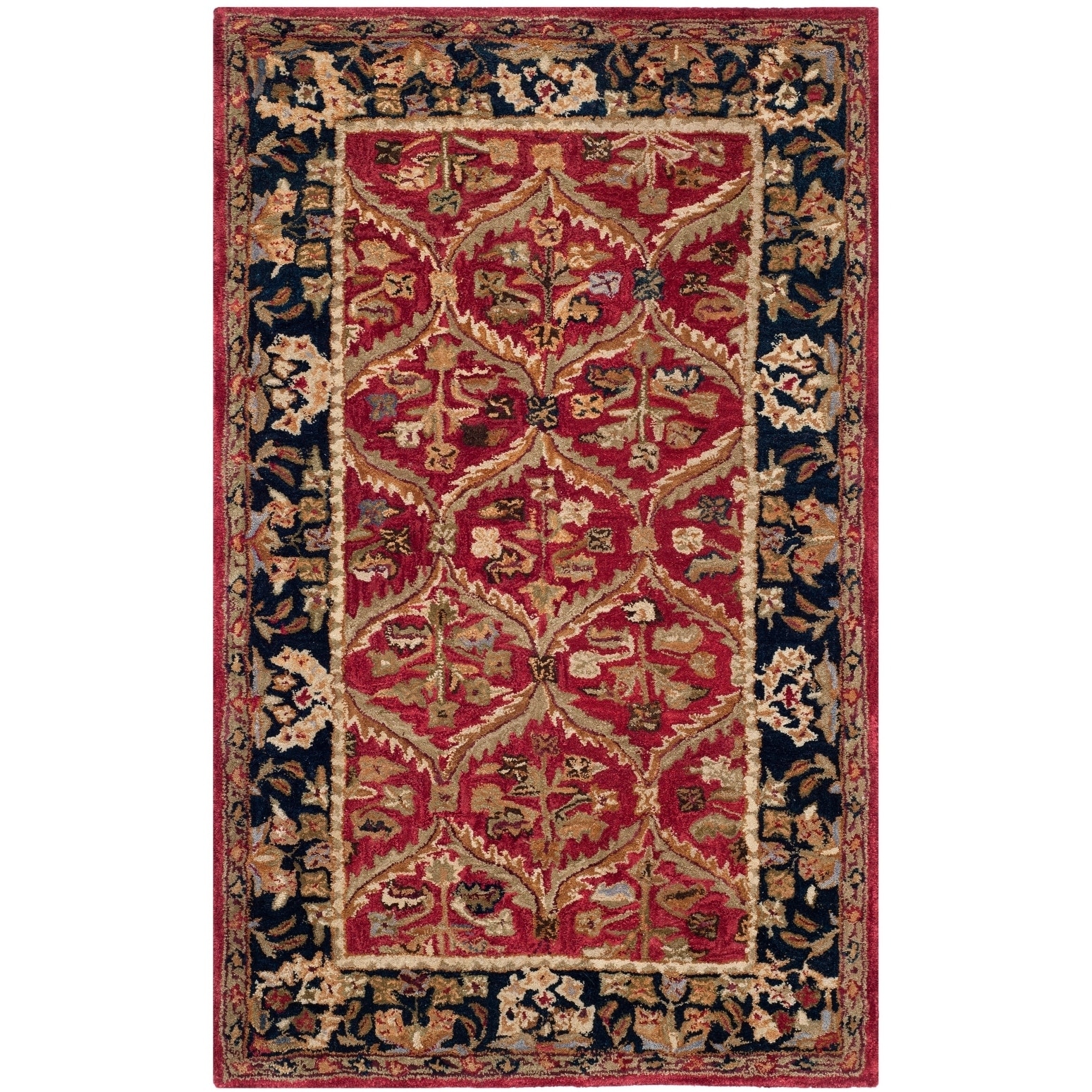 Safavieh Handmade Anatolia Red/ Navy Wool Rug (3 X 5)