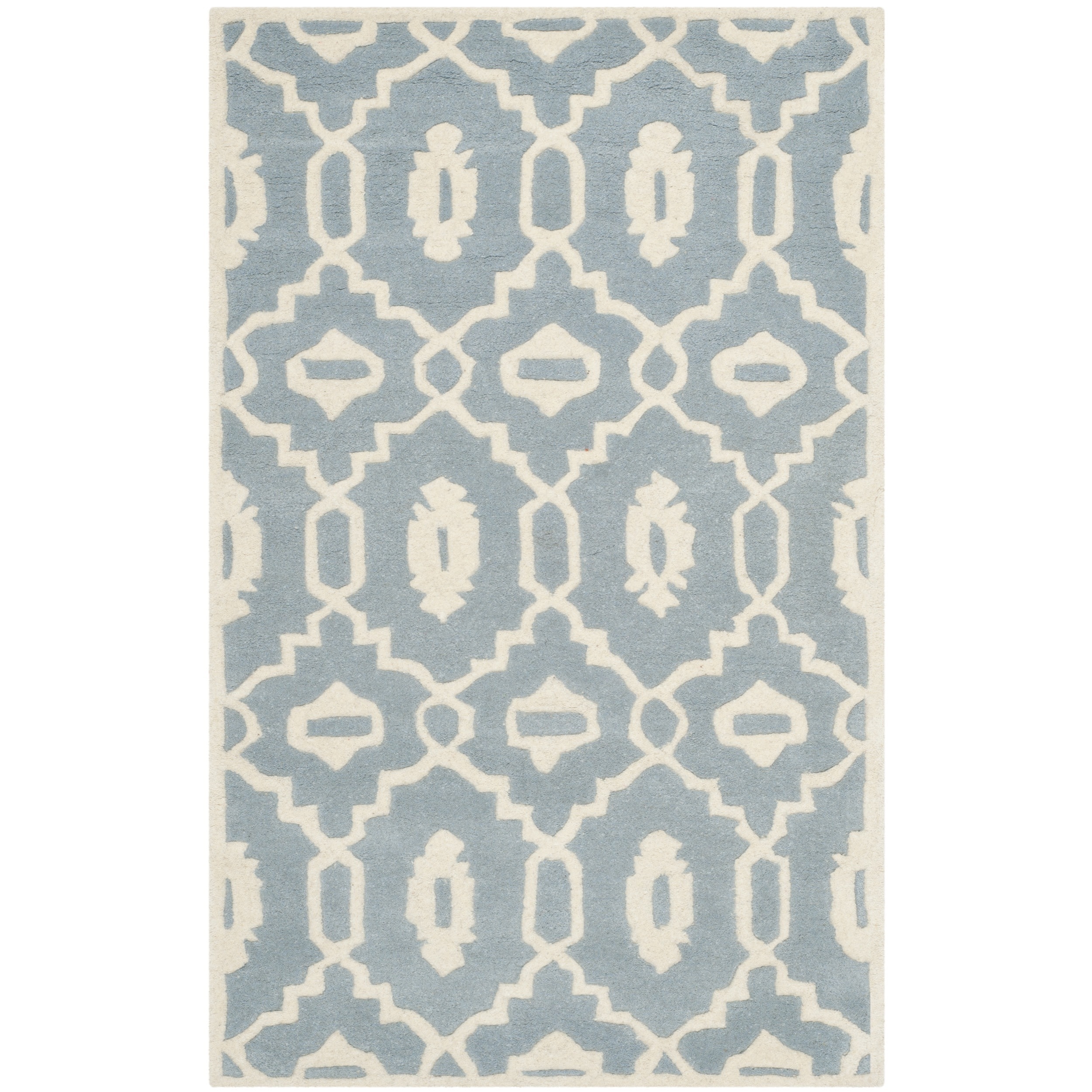 Safavieh Handmade Moroccan Chatham Rectangular Blue/ Ivory Wool Rug (3 X 5)