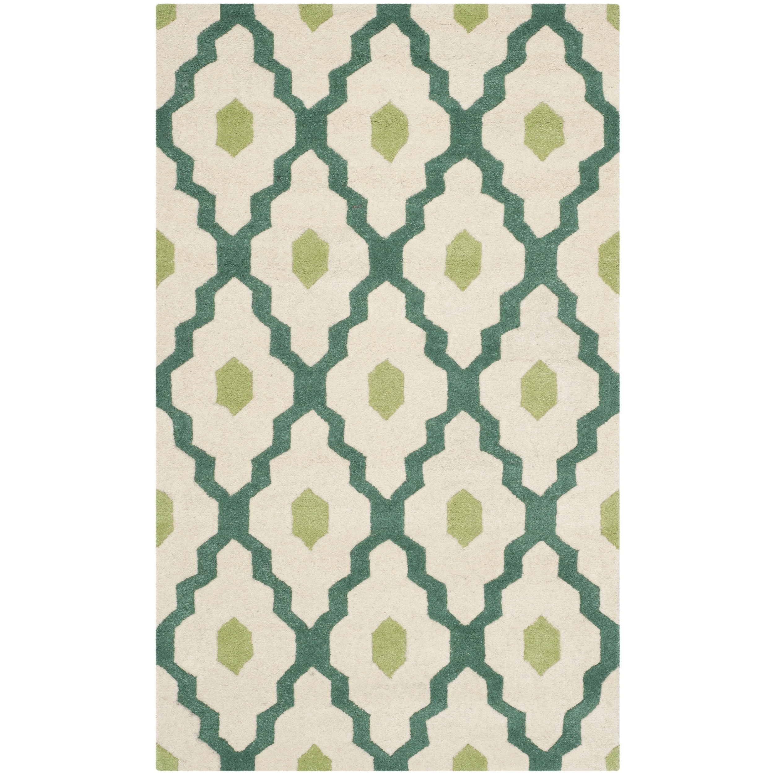 Safavieh Handmade Moroccan Chatham Ivory/ Teal Wool Rug (3 X 5)