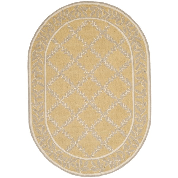 Safavieh Hand hooked Chelsea Yellow/ Grey Wool Rug (46 x 66 Oval)