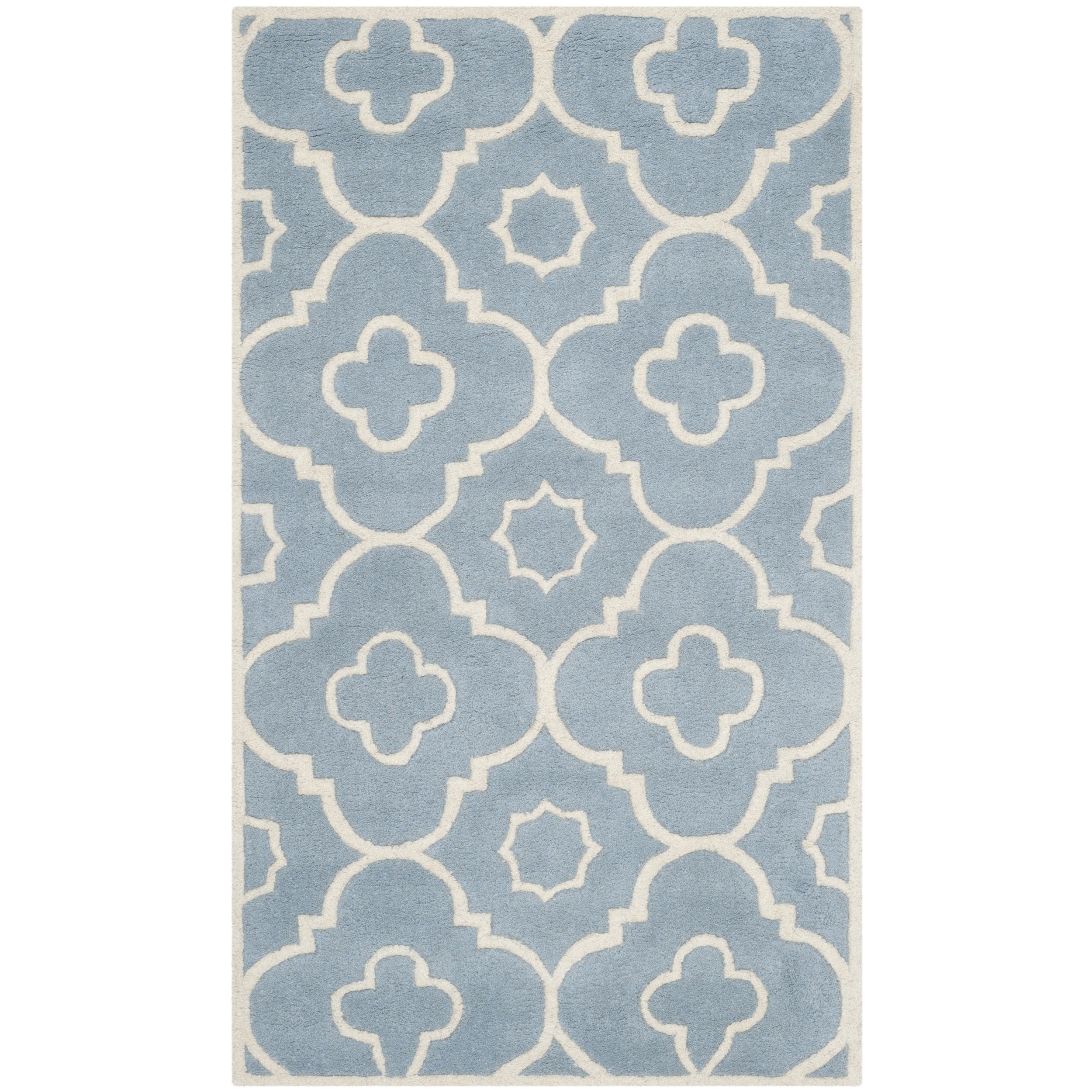 Safavieh Handmade Moroccan Chatham Blue/ Ivory Wool Rug (3 X 5)