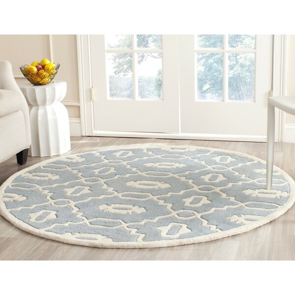 Safavieh Handmade Moroccan Chatham Trellis-pattern Blue/ Ivory Wool Rug - 5' Round