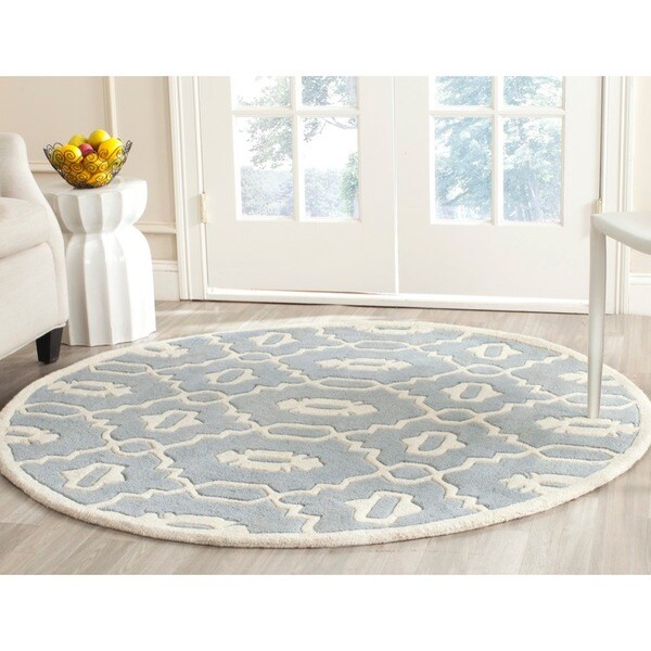 Safavieh Handmade Moroccan Chatham Trellis-pattern Blue/ Ivory Wool Rug - 5' Round