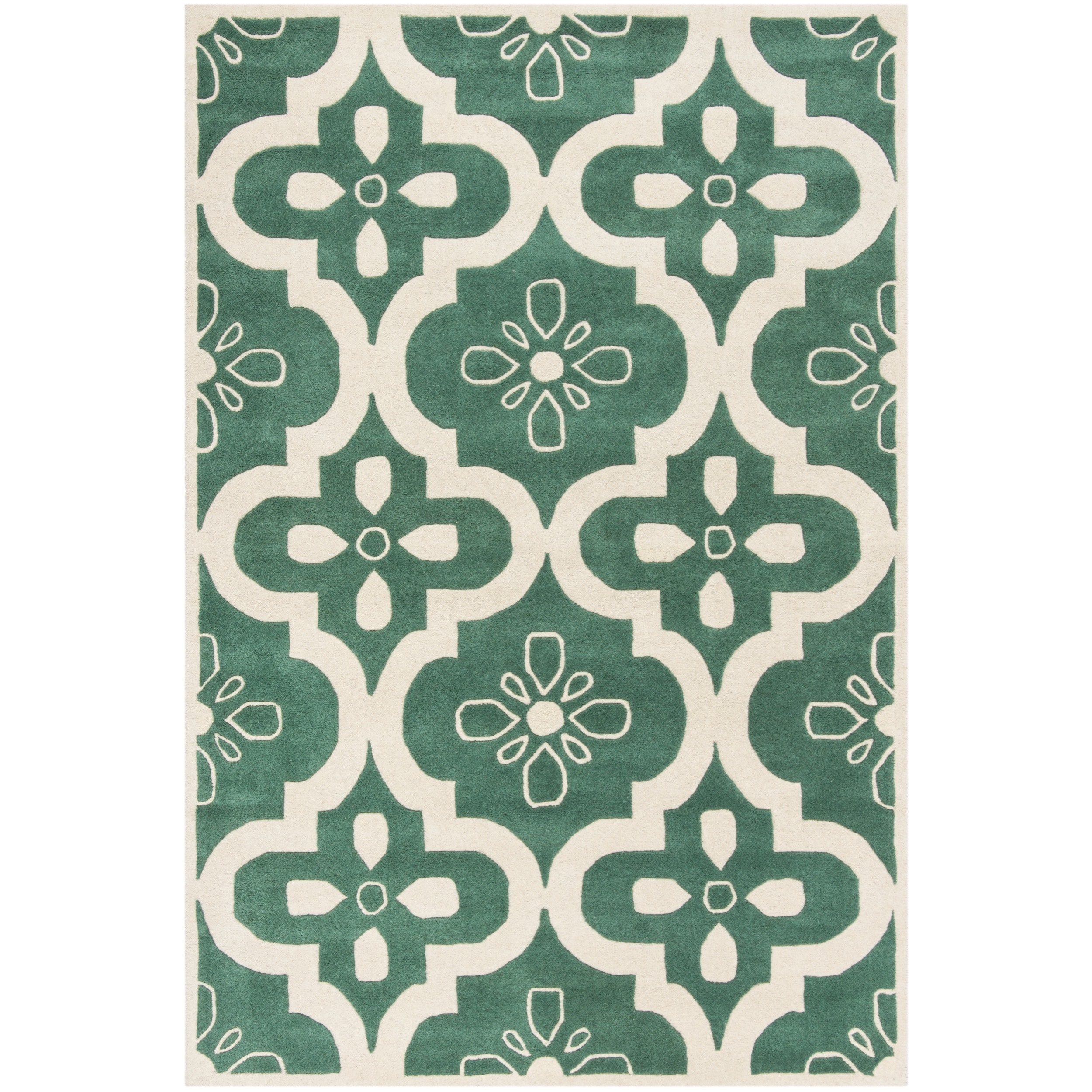 Safavieh Handmade Moroccan Chatham Teal/ Ivory Wool Rug (3 X 5)