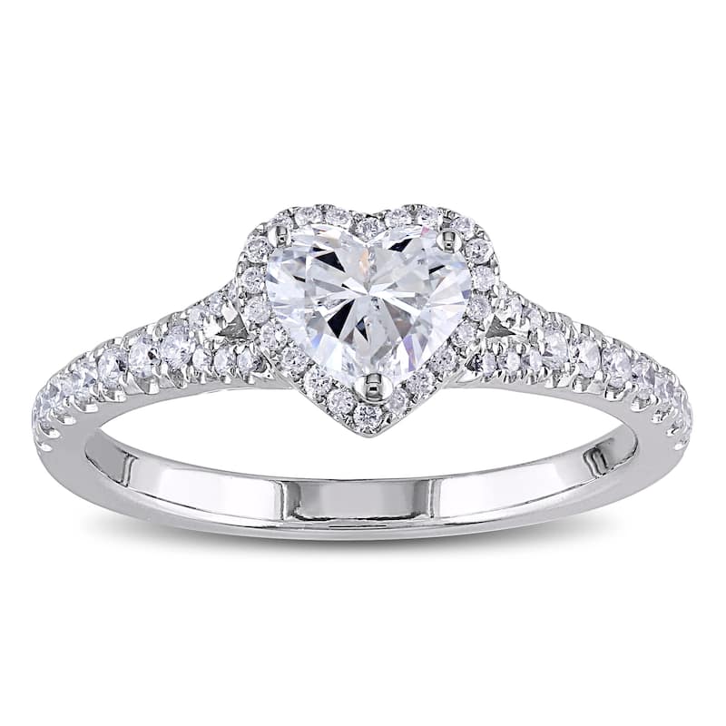Miadora Signature Collection 14k White Gold 1ct TDW Heart Diamond Ring - 5.5
