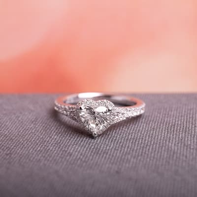 Miadora Signature Collection 14k White Gold 1ct TDW Heart Diamond Ring