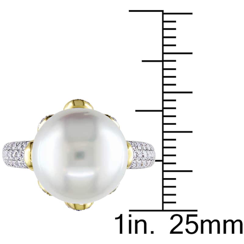 Miadora Signature Collection 14k Yellow Gold South Sea Pearl 3/4ct TDW Diamond Ring (G-H, SI1-SI2)