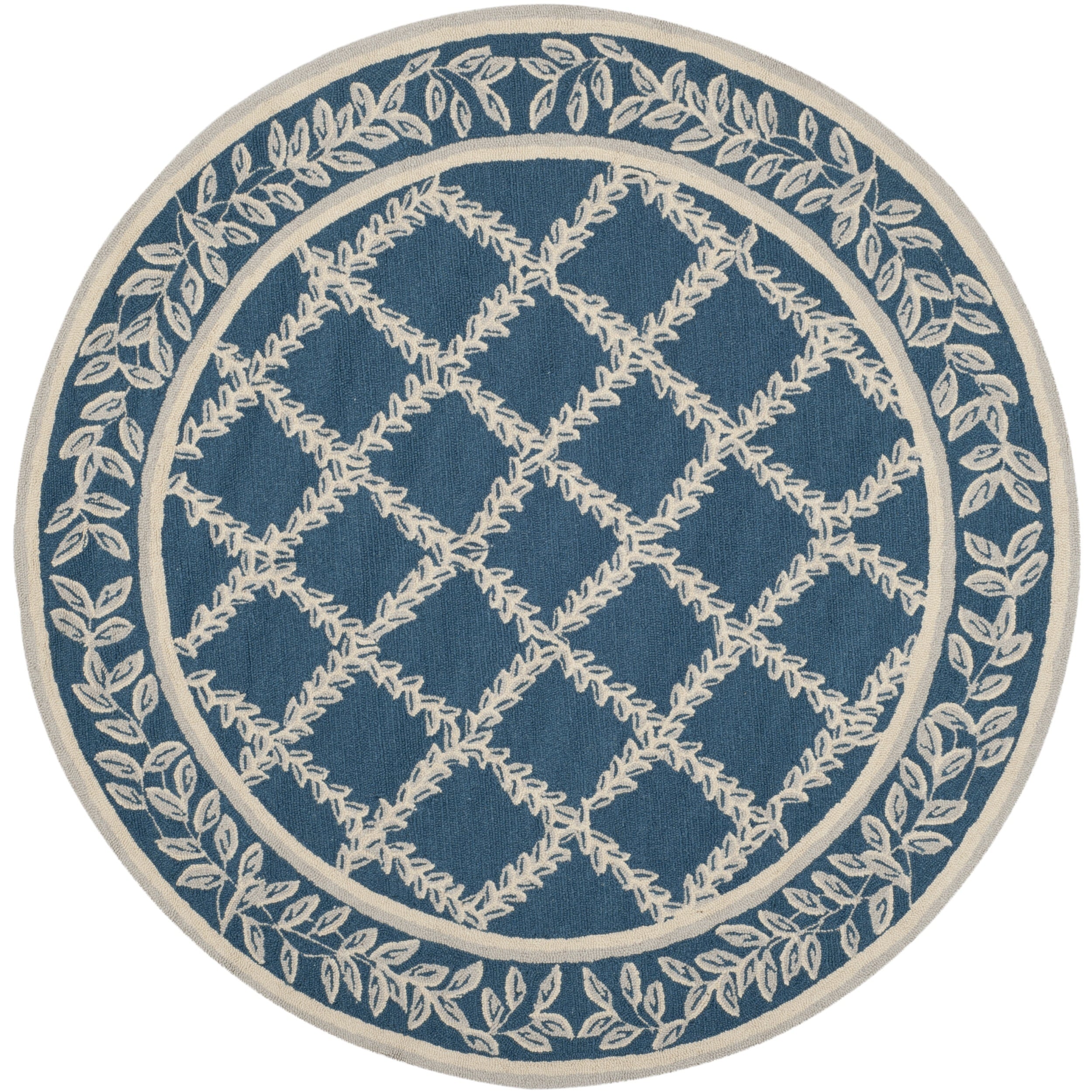 Safavieh Hand hooked Chelsea Navy/ Cream Wool Rug (56 Round)