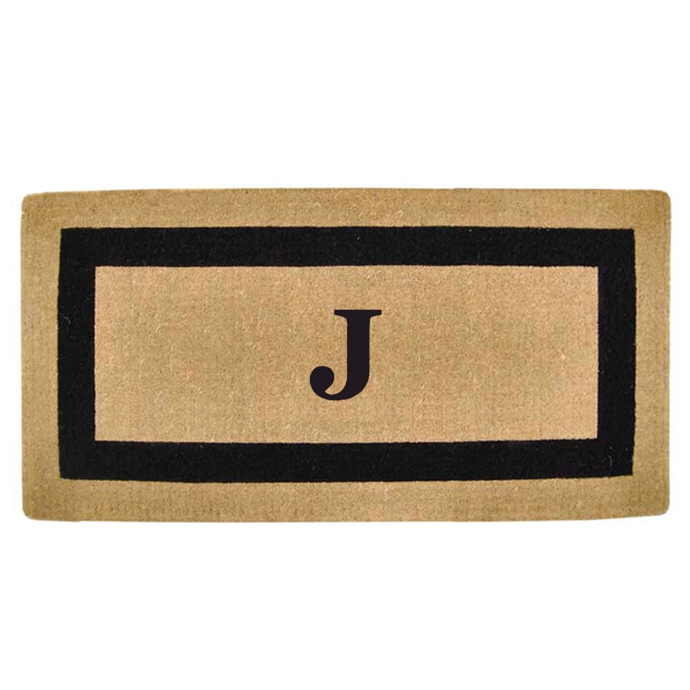 Heavy duty Coir Single Black Picture Frame Monogrammed Doormat