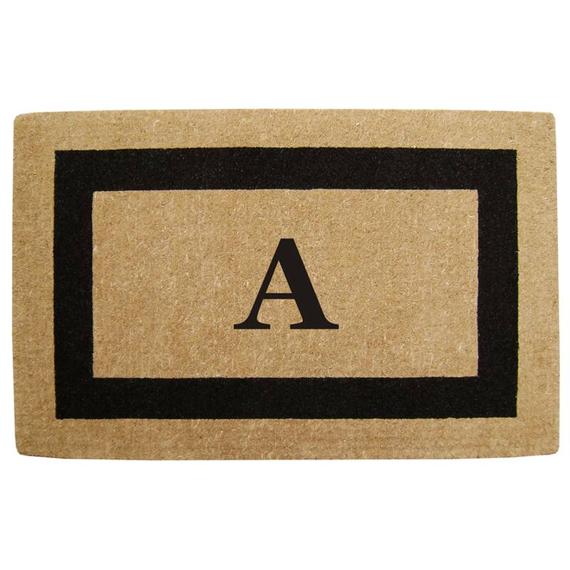 Heavy-duty Coir Fiber Single Black Framed Letter Monogrammed Doormat - 30 inches x 48 inches