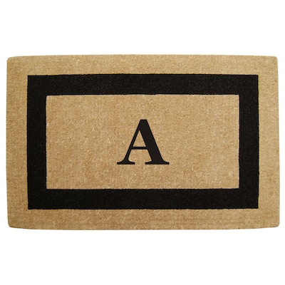 Heavy-duty Coir Fiber Single Black Framed Letter Monogrammed Doormat - 30 inches x 48 inches