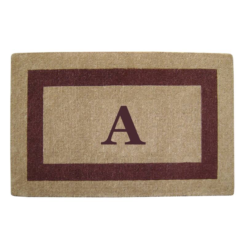 Heavy-duty Coir Single Brown Picture Frame Monogrammed Doormat