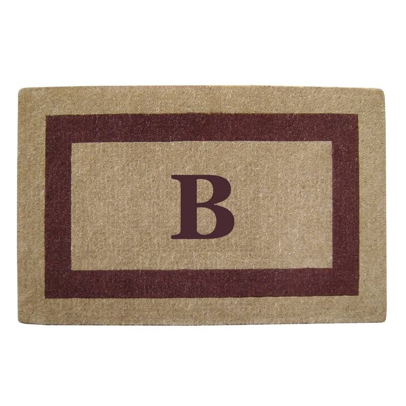 Heavy-duty Coir Single Brown Picture Frame Monogrammed Doormat - B - Brown - 30 inches x 48 inches