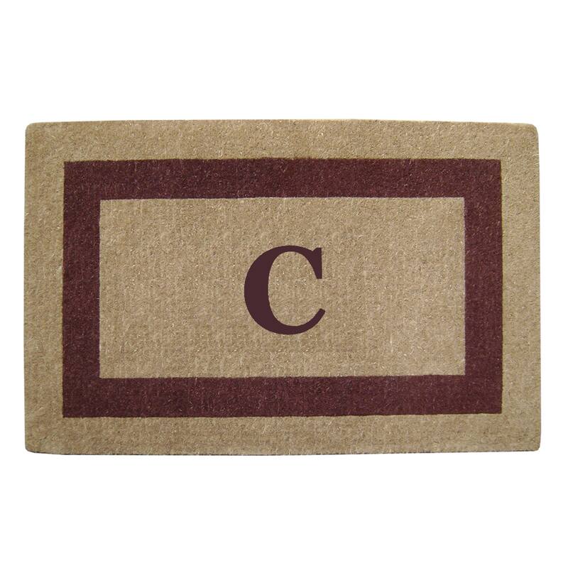 Heavy-duty Coir Single Brown Picture Frame Monogrammed Doormat