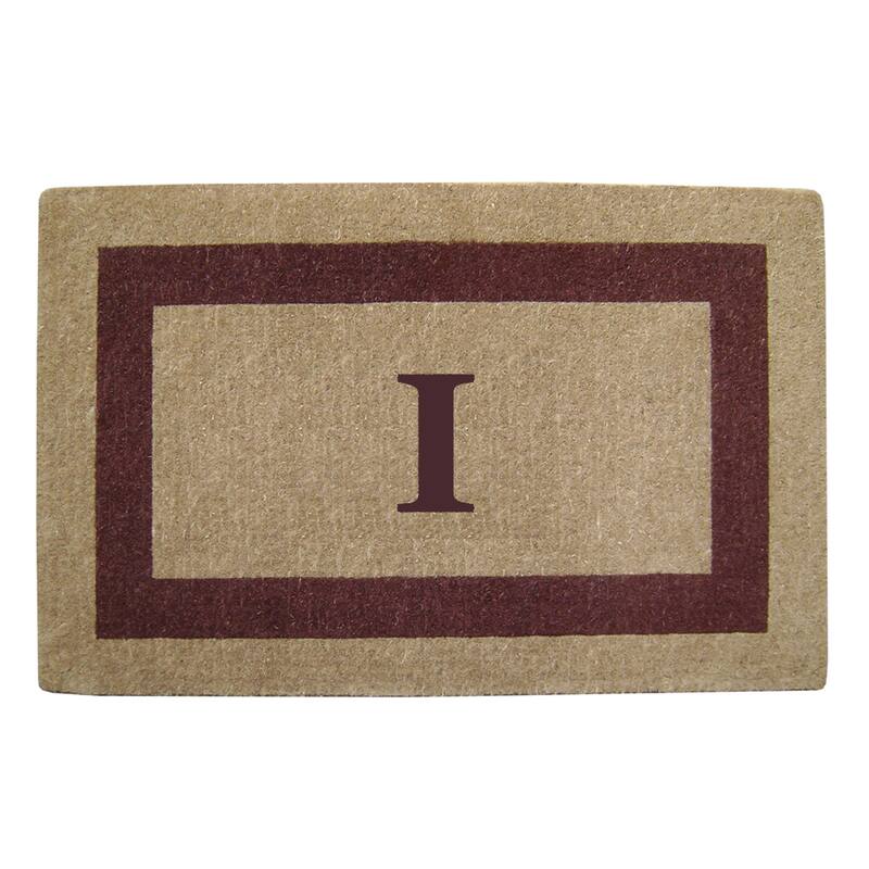 Heavy-duty Coir Single Brown Picture Frame Monogrammed Doormat - I - Brown - 30 inches x 48 inches