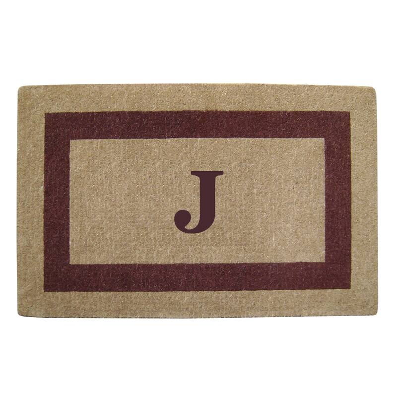 Heavyduty Coir Single Brown Picture Frame Monogrammed Doormat On