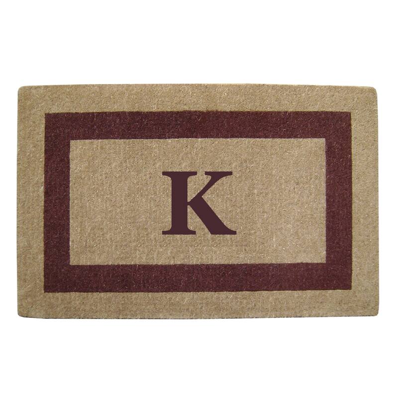 Heavy-duty Coir Single Brown Picture Frame Monogrammed Doormat - K - Brown - 30 inches x 48 inches