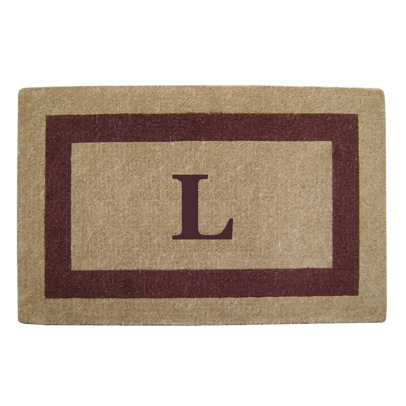 Heavy-duty Coir Single Brown Picture Frame Monogrammed Doormat - L - Brown - 30 inches x 48 inches