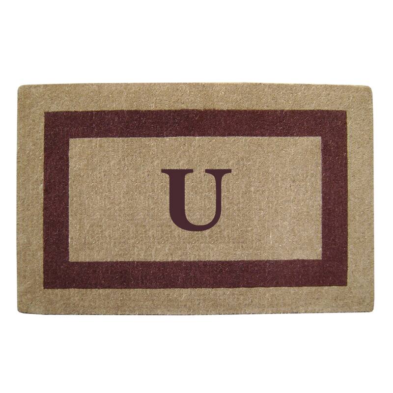 Heavy-duty Coir Single Brown Picture Frame Monogrammed Doormat - U - Brown - 30 inches x 48 inches