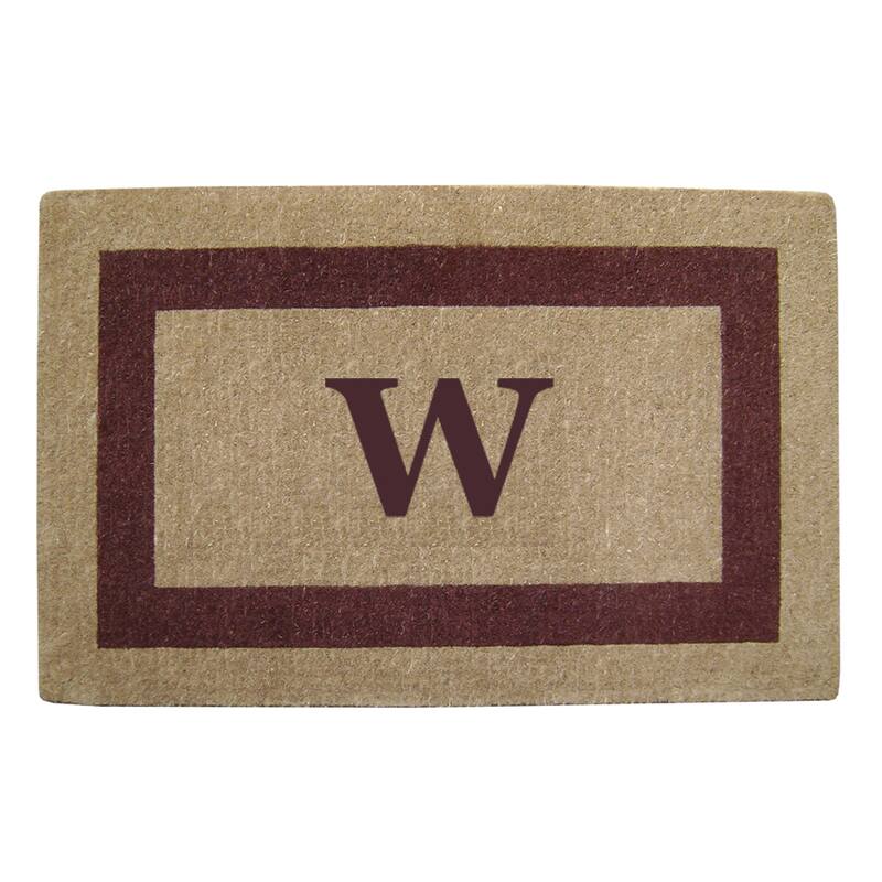 Heavy-duty Coir Single Brown Picture Frame Monogrammed Doormat - W - Brown - 30 inches x 48 inches