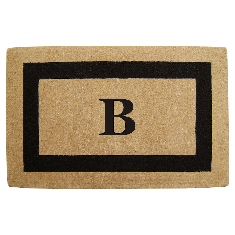 Elegant Heavy Duty Coir Monogrammed Black Door Mat - B - Black - 22 inches x 36 inches