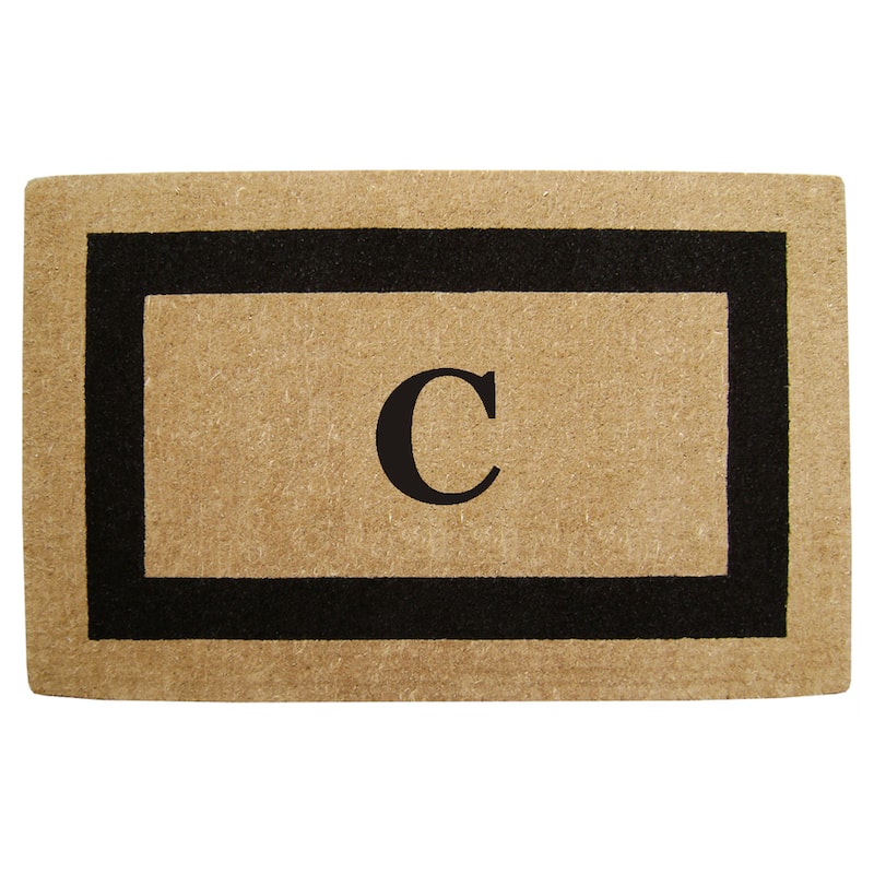 Elegant Heavy Duty Coir Monogrammed Black Door Mat - C - Black - 22 inches x 36 inches