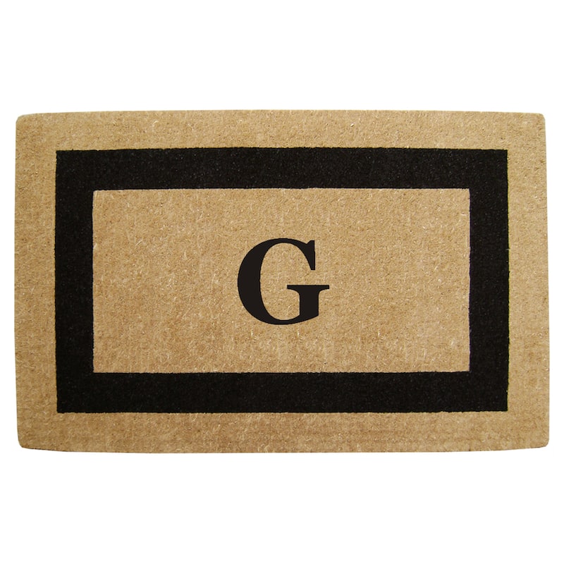 Elegant Heavy Duty Coir Monogrammed Black Door Mat