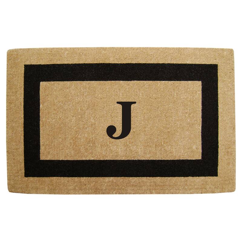 Elegant Heavy Duty Coir Monogrammed Black Door Mat