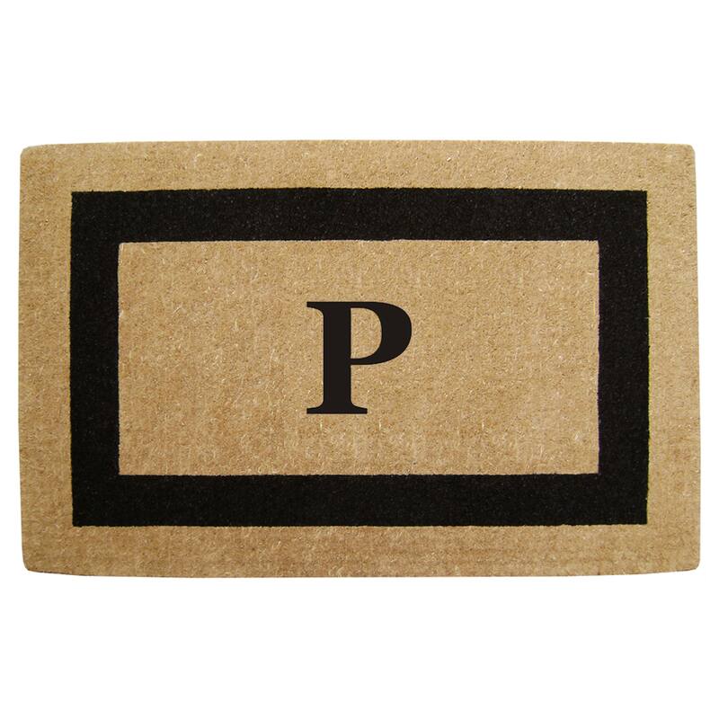 Elegant Heavy Duty Coir Monogrammed Black Door Mat