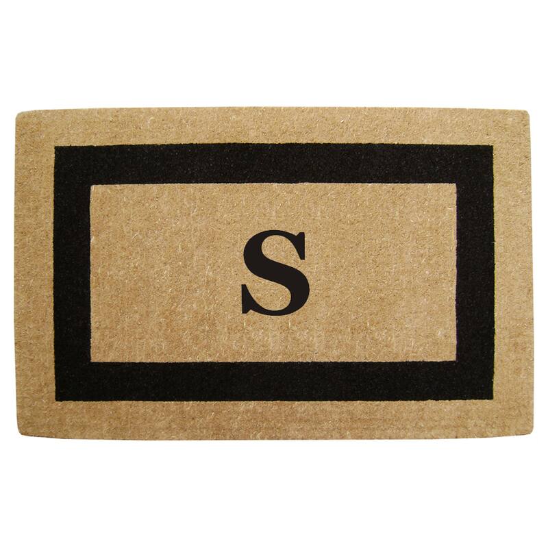 Elegant Heavy Duty Coir Monogrammed Black Door Mat