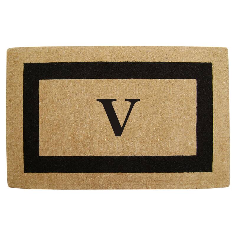 Elegant Heavy Duty Coir Monogrammed Black Door Mat