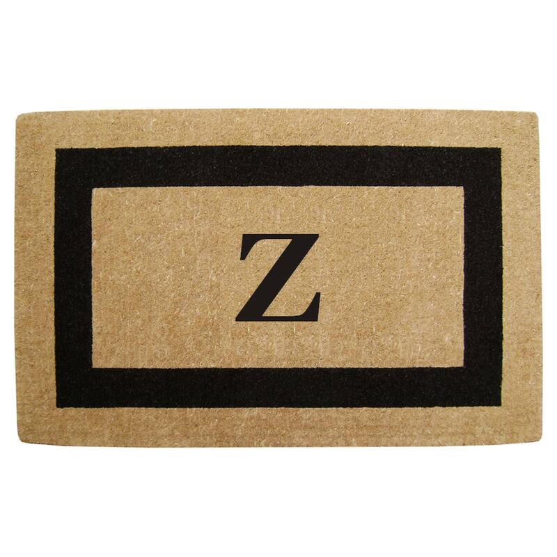 Elegant Heavy Duty Coir Monogrammed Black Door Mat - Z - Black - 22 inches x 36 inches