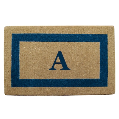 Heavy Duty Coir Monogrammed Frame Blue Door Mat