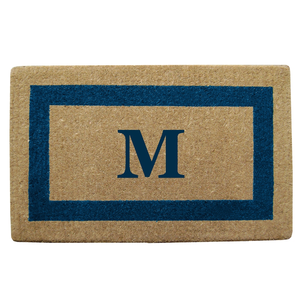 Heavy Duty Coir Monogrammed Frame Blue Door Mat