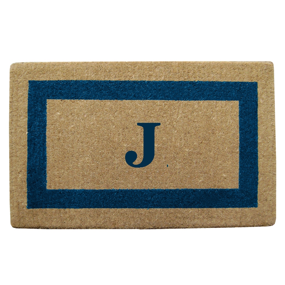 Heavy Duty Coir Monogrammed Frame Blue Door Mat