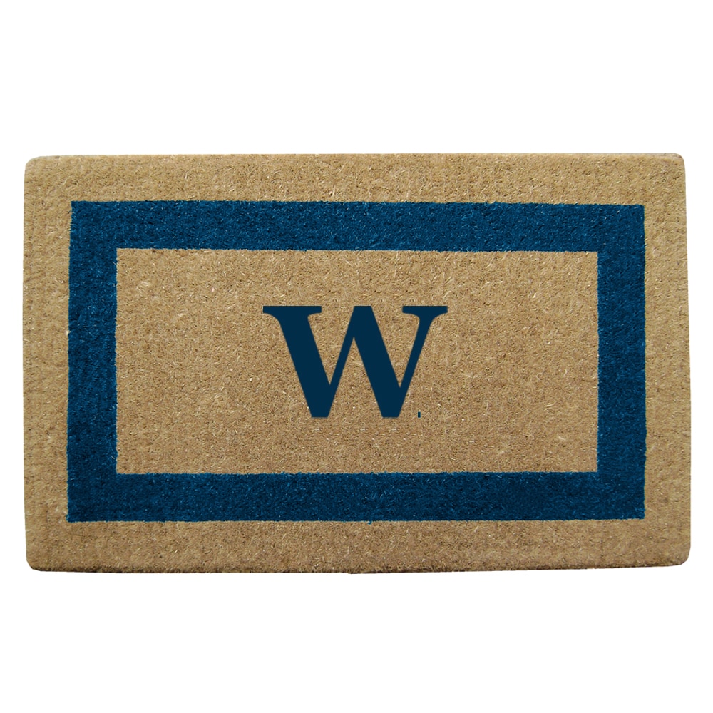 Heavy Duty Coir Monogrammed Frame Blue Door Mat